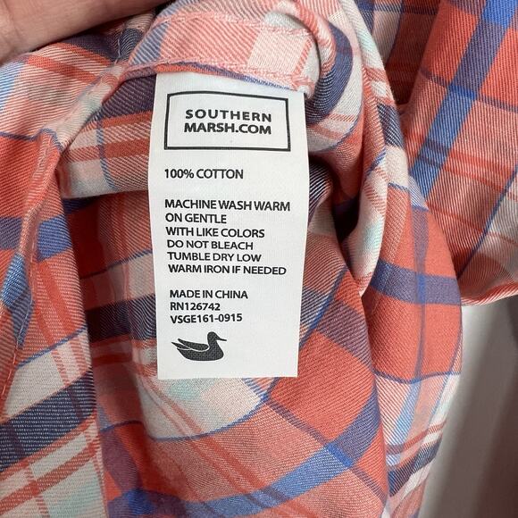 Southern Marsh Performance Button Shirt Mens M Colorful Plaid Casual Stretch - Picture 4 of 8
